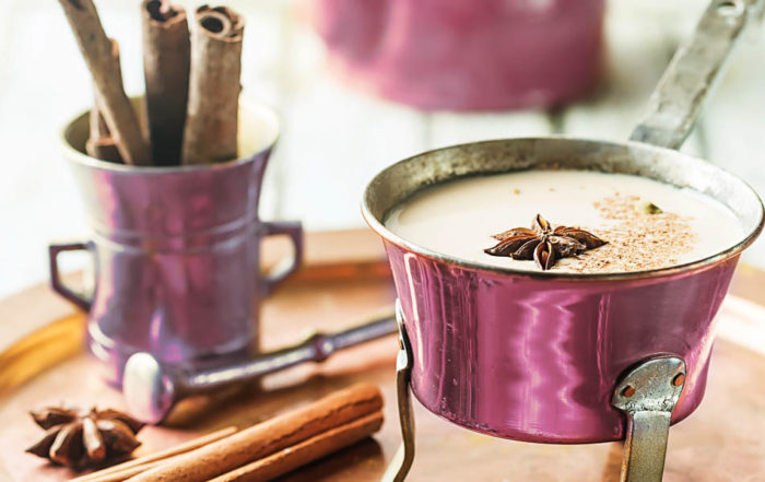 indian masala chai in stovetop pot